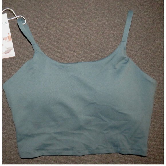 Halara Size S Blue Spruce Cropped Active Tank Top, Built In Bra - Picture 2 of 9